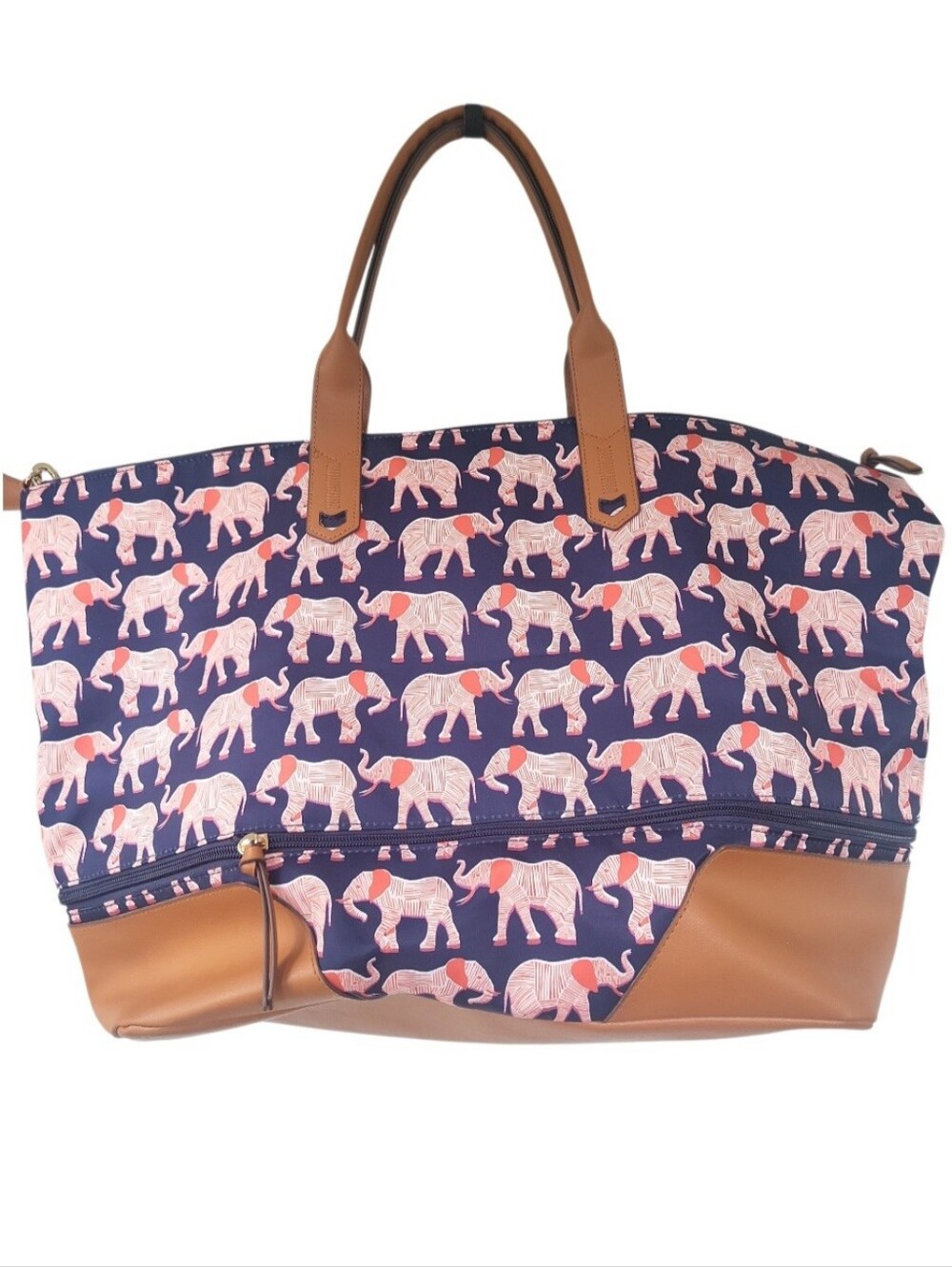 Stella & Dot Boho Elephant Large Weekender Shoulder Tote Bag 25" x 14" - Picture 4 of 13